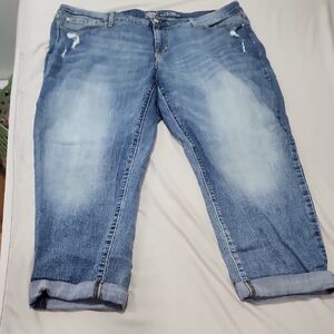 Casual Blue Boyfriend Jeans Capri